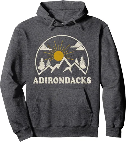 Vista 4 de Adirondack New York - Sudadera con capucha para senderismo y montañas estilo vintage, Negro, S