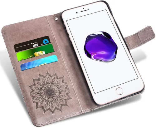 Vista 3 de Funda de teléfono para iPhone 7plus 8plus 7/8 Plus Funda tipo cartera con protector de pantalla de vidrio templado, funda de cuero con tapa