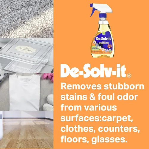 Vista 3 de Orange-Sol De-Solv-It Citrus Solution - Spray quitamanchas para ropa, madera, vidrio, removedor de manchas y olores para ropa, espray