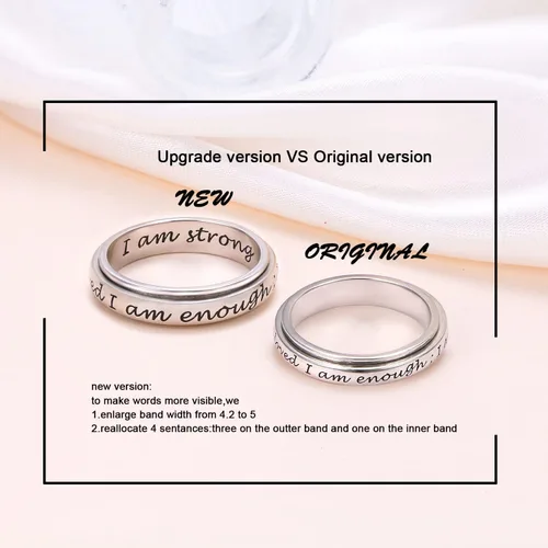 Vista 3 de JZMSJF S925 Sterling Silver Spinner Fidget Ring for Anxiety Stress Relief Boredom ADHD Autism Rings