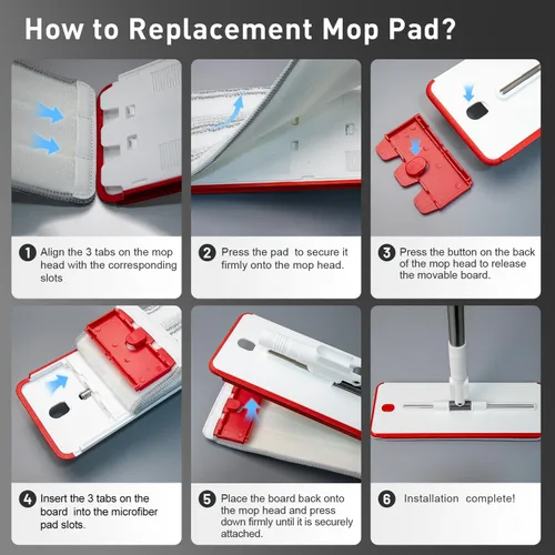 Vista 14 de Juego de trapeador y cubeta, sistema de mopa plana y cubeta con agua sucia y limpia separadas, mopa de pared de 3 compartimentos, trapeadores planos