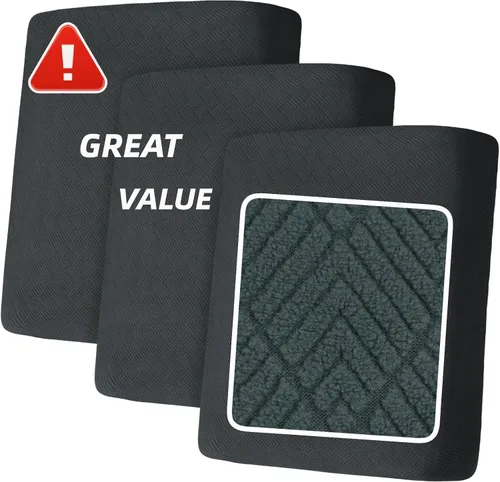 Vista 88 de YEMYHOM Funda de cojín para sofá, funda de cojín de asiento de alta elasticidad, tela jacquard geométrica de felpa, protector de sofá antideslizante