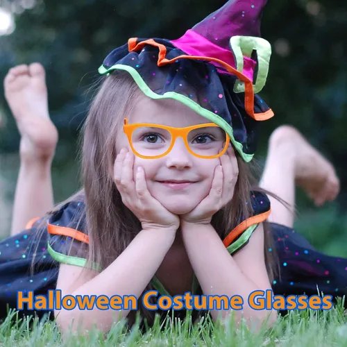 Vista 4 de Paquete de 15 lentes de sol naranjas a granel para niños y adultos marco solo sin lentes suministros de recuerdos de fiesta gafas de disfraces