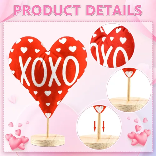 Vista 2 de 3 piezas de adornos de corazón de tela para el día de San Valentín, letrero de amor de madera Love Be Mine para chimenea, decoración rústica