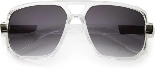 Vista 2 de zeroUV - Gafas de sol de aviador con parte superior plana de plástico con marco cuadrado clásico