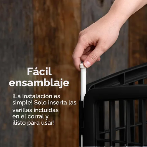 Vista 3 de IRIS USA 585605 - Corralito para mascotas de 8 paneles, 34 pulgadas, sin puerta, negro (585605)