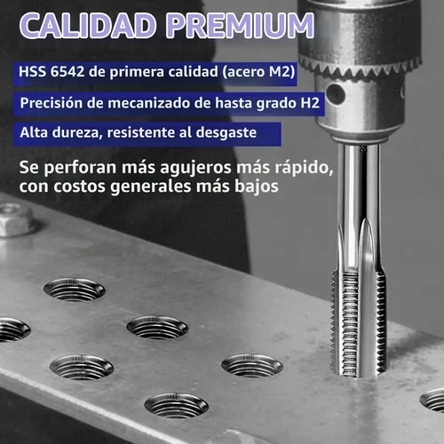 Vista 3 de ATOPLEE 7pcs métrico M2 HSS 6542 Juego de roscas de rosca para mano izquierda, M3 M4 M5 M6 M8 M10 M12