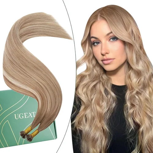 Vista 17 de Ugeat - Extensiones de cabello humano con microanillo, 14 pulgadas, extensiones de cabello Remy con microcuentas de 1 gm/hebra, 50 gms, extensiones