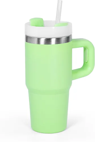 Vista 11 de Vaso de 14 onzas con asa de acero inoxidable de doble capa aislante, botella de agua de acero inoxidable reutilizable para niños, regalos para niños