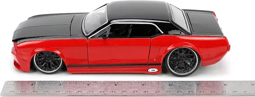 Vista 7 de Jada Big Time Muscle 1:24 1965 Ford Mustang - Auto fundido a presión (rojo/negro)