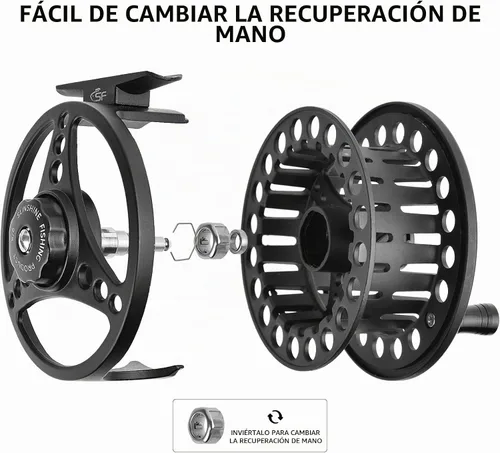 Vista 4 de SF SF-001 Carrete de pesca con mosca de arbor grande con cuerpo de aleación de aluminio 3/4wt 5/6wt 7/8wt Carrete de pesca con mosca precargado MB