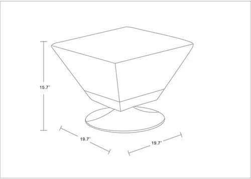 Vista 3 de Manhattan Comfort Diamond - Otomana giratoria de 360°, tapicería de cuero vegano, parte superior cuadrada biselada con elegante base cromada Azul