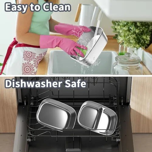 Vista 8 de Lonchera eléctrica térmica para adultos con 2 envases de 1.8L, interruptor de encendido/apagado de alimentación y 0.6L de doble capa, calentador