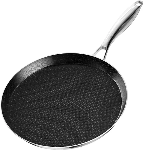 Vista 10 de Innerwell Sartén antiadherente para crepas de acero inoxidable de 10 pulgadas, sartén híbrida para panqueques de 3 capas