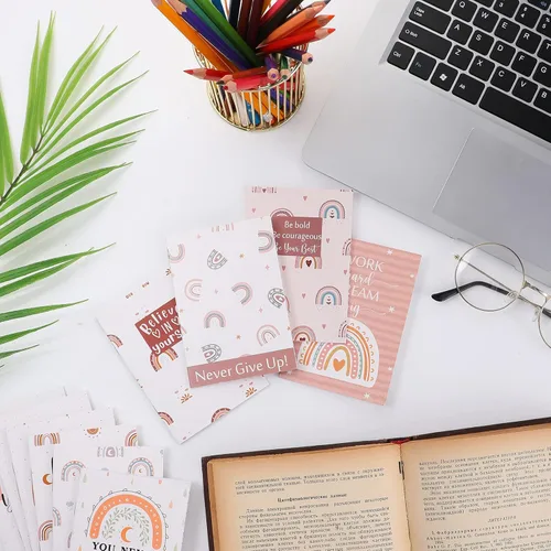 Vista 4 de Colarr 50 mini diarios inspiradores a granel, pequeños blocs de notas inspiradores de arco iris, cuadernos de bolsillo motivacionales, regalos