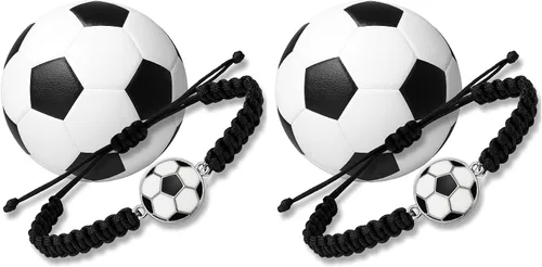 Vista 9 de Pulsera de fútbol ajustable unisex con diseño de paracaídas blanco y negro, joyería de fútbol, regalos de jugador y equipo, y accesorios