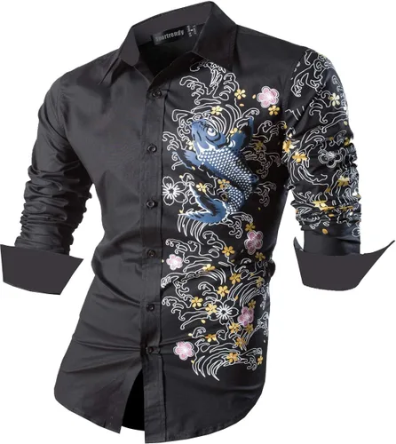 Vista 25 de JZS041, camisa de vestir de manga larga para hombre