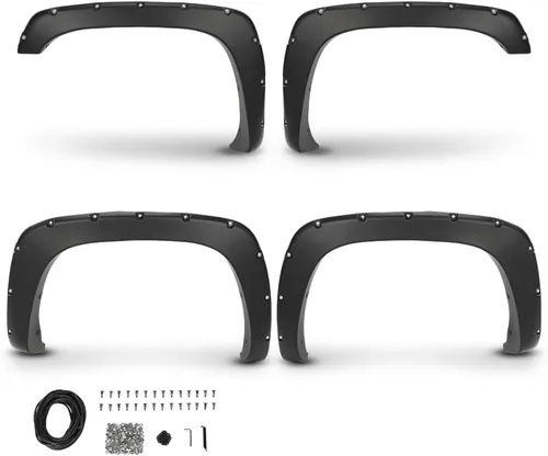 Vista 15 de CHEDA Aletas de parachoques, Compatible con Chevy Silverado 1500/2500HD/3500HD 2007 2008 2009 2010 2011 2012 2013 78.7” / 97.6” de cama larga, 4