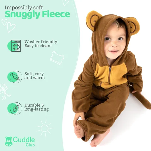 Vista 26 de Enterizo de vellón para bebé, rómper de una sola pieza con capucha para niños, ropa para exteriores, chaqueta infantil