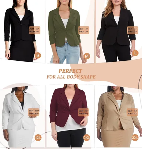Vista 5 de Hybrid & Company Women's Casual Work Office Blazer Lightweight Stretch Ponte Jacket Made in USA