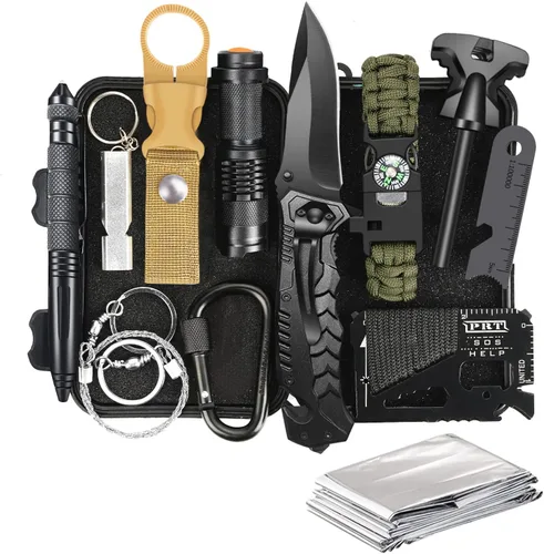 Vista 7 de Gifts for Men Dad Husband Him Fathers Day, Survival Kit, Emergency Survival Gear and Equipment 14 in 1, Anniversary Birthday Gifts for Him