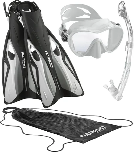 Vista 15 de Phantom Aquatics Juego de esnórquel sin marco con máscara de snorkel Lila