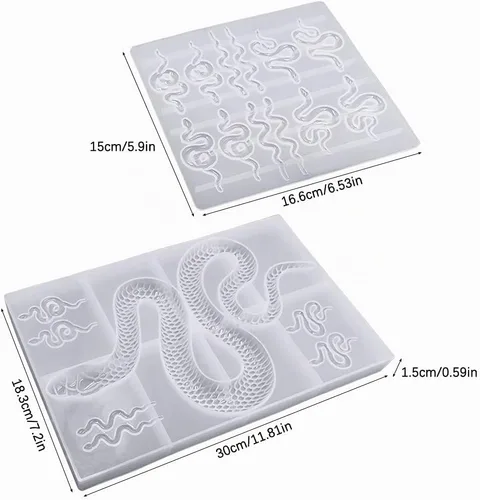 Vista 5 de AFUNTA - Molde de resina epoxi de serpiente, molde de silicona con forma de serpiente, molde de resina para llavero de resina para manualidades