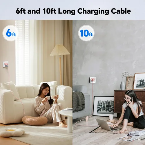 Vista 7 de Compatible con cargador iPhone de carga rápida, paquete de 2 bloques de cargador USB C de 20 W con cable USB C de 6 pies y cable USB C a Lightning