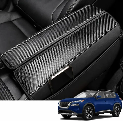 Vista 55 de Great-luck Funda de cuero para consola central, almohadilla para reposabrazos, accesorios de cubierta de caja (costuras rojas) para BMW X1 2023 2024