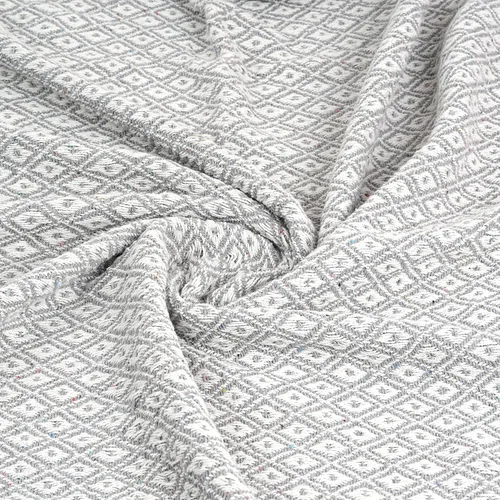 Vista 3 de Manta de algodón puro con patrón de diamante, suave y cálida, acogedora para sofá, color gris, 50 x 60 pulgadas