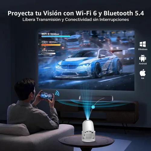 Vista 6 de Mini proyector con WiFi y Bluetooth 5.4, Android 14, soporte 4K/8K