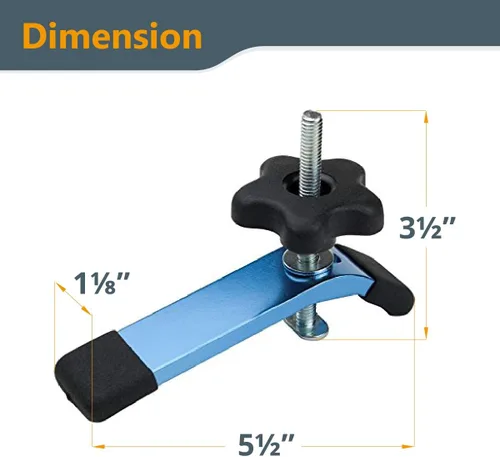 Vista 7 de POWERTEC 71083 T-Track Abrazadera de sujeción, 5-1/2" de largo x 1-1/8" de ancho, paquete de 2, abrazaderas de riel en T para carpintería