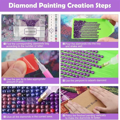 Vista 6 de Abstract Note Diamond Painting Kits for Adults Beginners, 5D Full Drill Diamond Art Kits Gem Art for Home Wall Decor, Rhinestone Embroidery Crafts