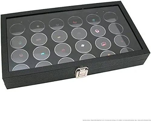 Vista 2 de FindingKing - Vitrina de cristal para joyas, 24 tarros de gemas