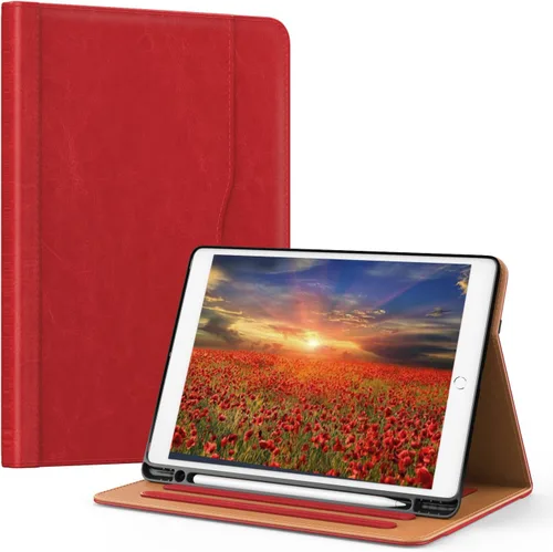 Vista 9 de OKP Funda para iPad de 9ª generación 2021/8ª generación 2020/7ª generación 2019 de 10.2 pulgadas, funda con visión multiángulo, cuero PU con soporte