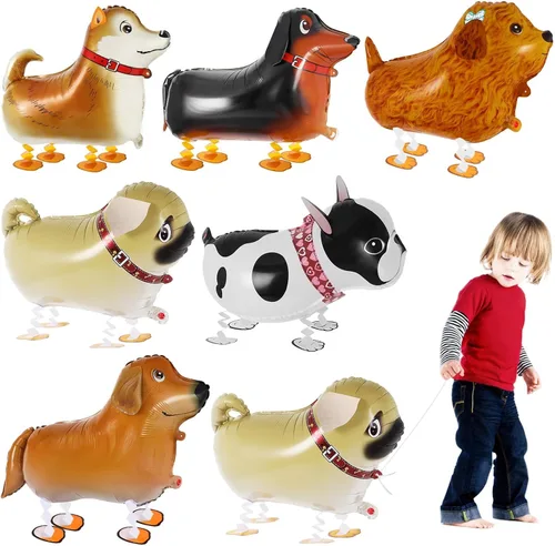 Vista 11 de 6 globos de animales que caminan, globos de animales de granja, globos de Mylar de aluminio para caminar, decoraciones de cumpleaños de granja