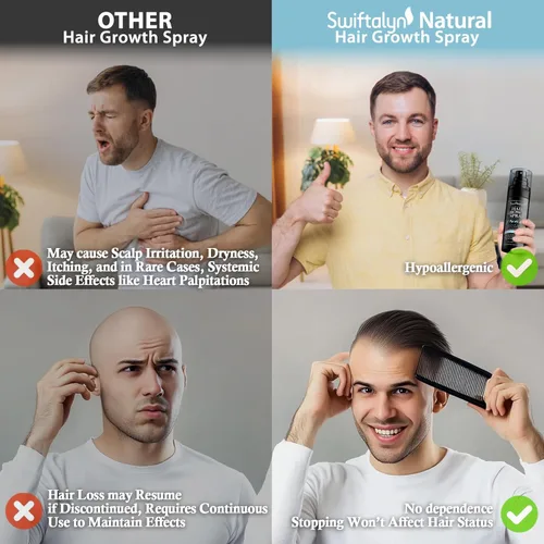 Vista 7 de Suero natural para el crecimiento del cabello para hombres: aceite para el cabello y el cuero cabelludo con romero, aceite de batana, agua de arroz