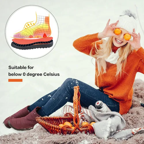 Vista 5 de Botas de nieve de invierno para mujer con soporte de arco para exteriores, con forro de piel cálida, botines con cremallera, impermeables, cómodos