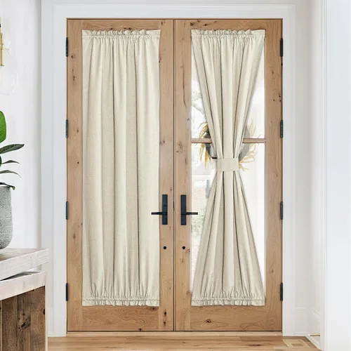 Vista 144 de NICETOWN Cortinas de Lino para Puerta Lateral - Cortinas Opacas con Aislamiento Térmico para Puerta Delantera Francesa para Sombra Pequeña