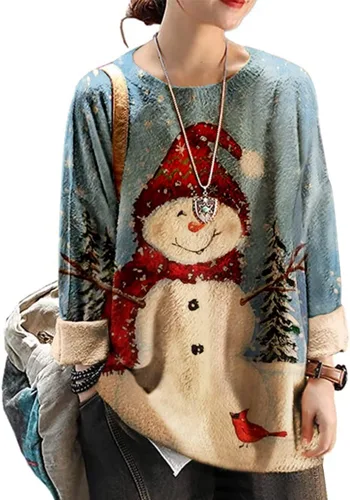 Vista 18 de YESNO Suéter de Navidad para mujer, estampado gráfico, suéteres de gran tamaño, casuales, sueltos, de punto, S01 Floral 064