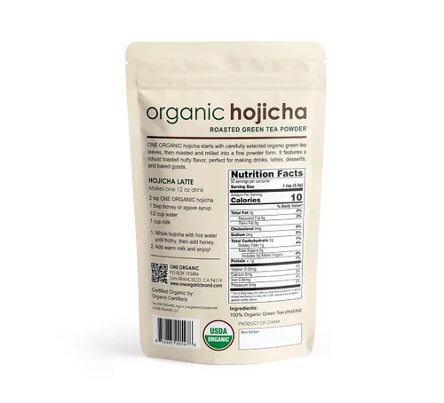 Vista 2 de ONE ORGANIC Polvo de té verde tostado Hojicha 4.4 oz (125g)