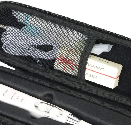 Vista 4 de khanka Estuche de viaje para cepillo de dientes eléctrico con 2 tapas de pasta de dientes compatible con Philips y Oral-B EVA Hard Shell, Mesh