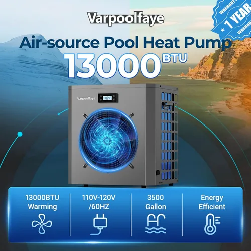 Vista 2 de Calentador de piscina sobre el suelo de 13000 BTU, bomba de calor eléctrica de 3500 galones, calentadores de piscina de 120 V de alta eficiencia COP