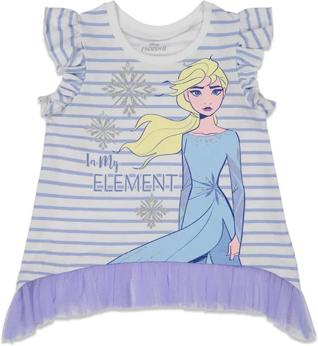 Vista 2 de Disney Frozen Princess Anna Elsa Baby Girls T-Shirt and Shorts Outfit Set Infant to Little Kid