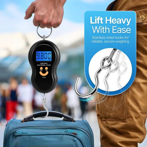 Vista 10 de Flexzion Báscula de peso portátil para equipaje, capacidad de peso de 110 libras, báscula de equipaje digital de viaje con pantalla LCD