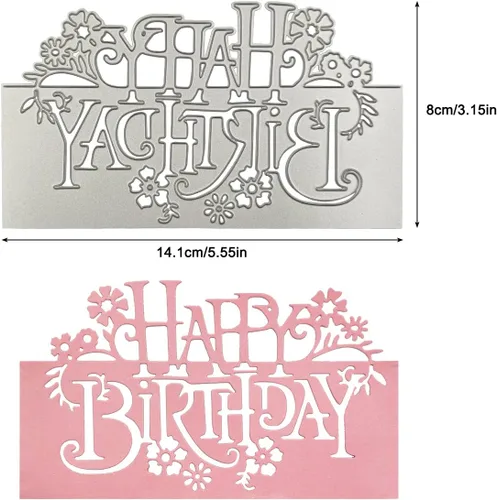 Vista 2 de 3 juegos de troqueles de corte de metal de feliz cumpleaños, plantillas troqueladas de mariposa y SENHAI Happy Birthday para hacer tarjetas