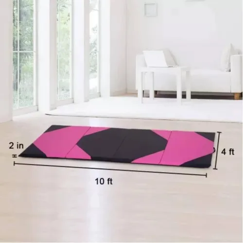 Vista 7 de Colchonetas para gimnasia para el hogar, 4 x 10 x 2 pulgadas, almohadilla de ejercicio de gimnasio con asas de transporte, alfombrilla de ejercicio