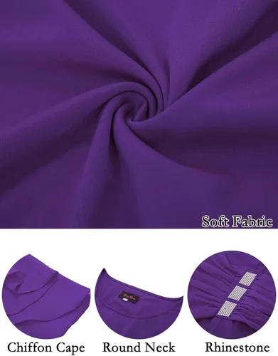 Vista 7 de Hanna Nikole Vestidos de lentejuelas para mujer, de gasa, con volantes, manga de capa, para fiesta, club, cóctel