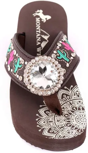 Vista 6 de Montana West - Sandalias patrióticas para mujer, con ornamento de metal, de plataforma, tipo vaqueras