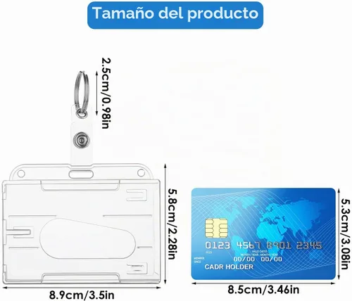 Vista 3 de TIESOME Portatarjetas de identificación con llavero, paquete de 2 soportes de tarjetas de alta resistencia, llavero de plástico duro, protector